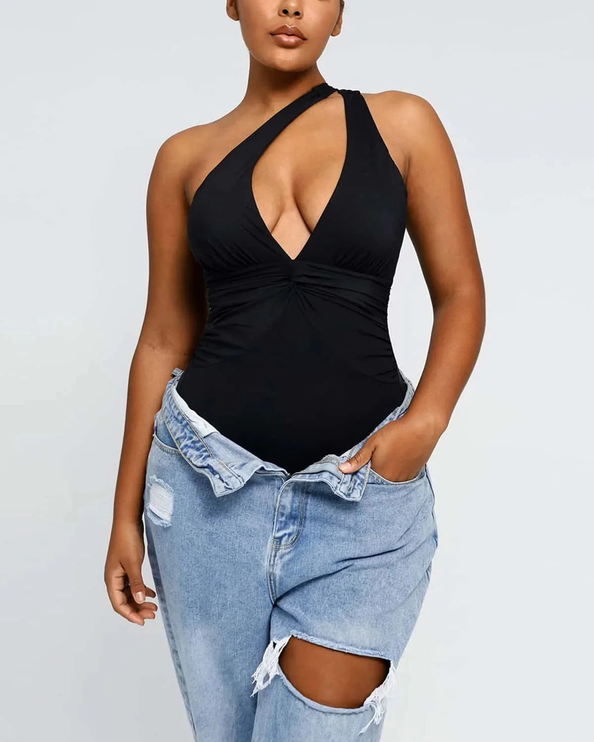MySkult® Maillot Moulant – Décolleté Twist - Fronces Gainantes