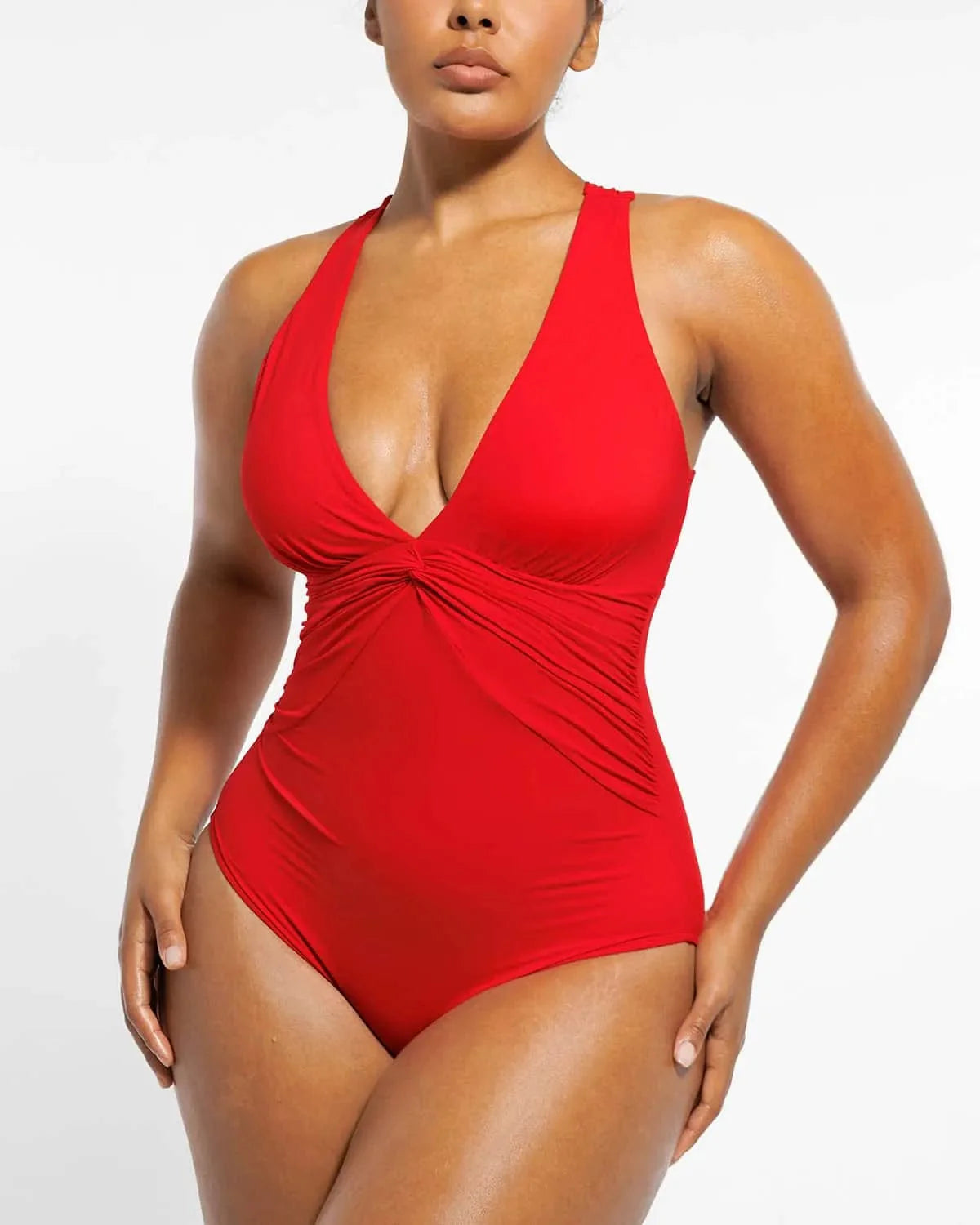 MySkult® Maillot Moulant – Décolleté Twist - Fronces Gainantes
