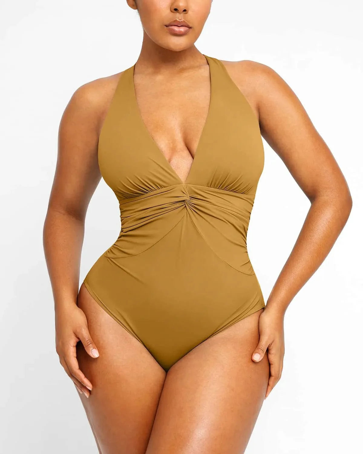 MySkult® Maillot Moulant – Décolleté Twist - Fronces Gainantes