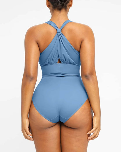 MySkult® Maillot Moulant – Décolleté Twist - Fronces Gainantes