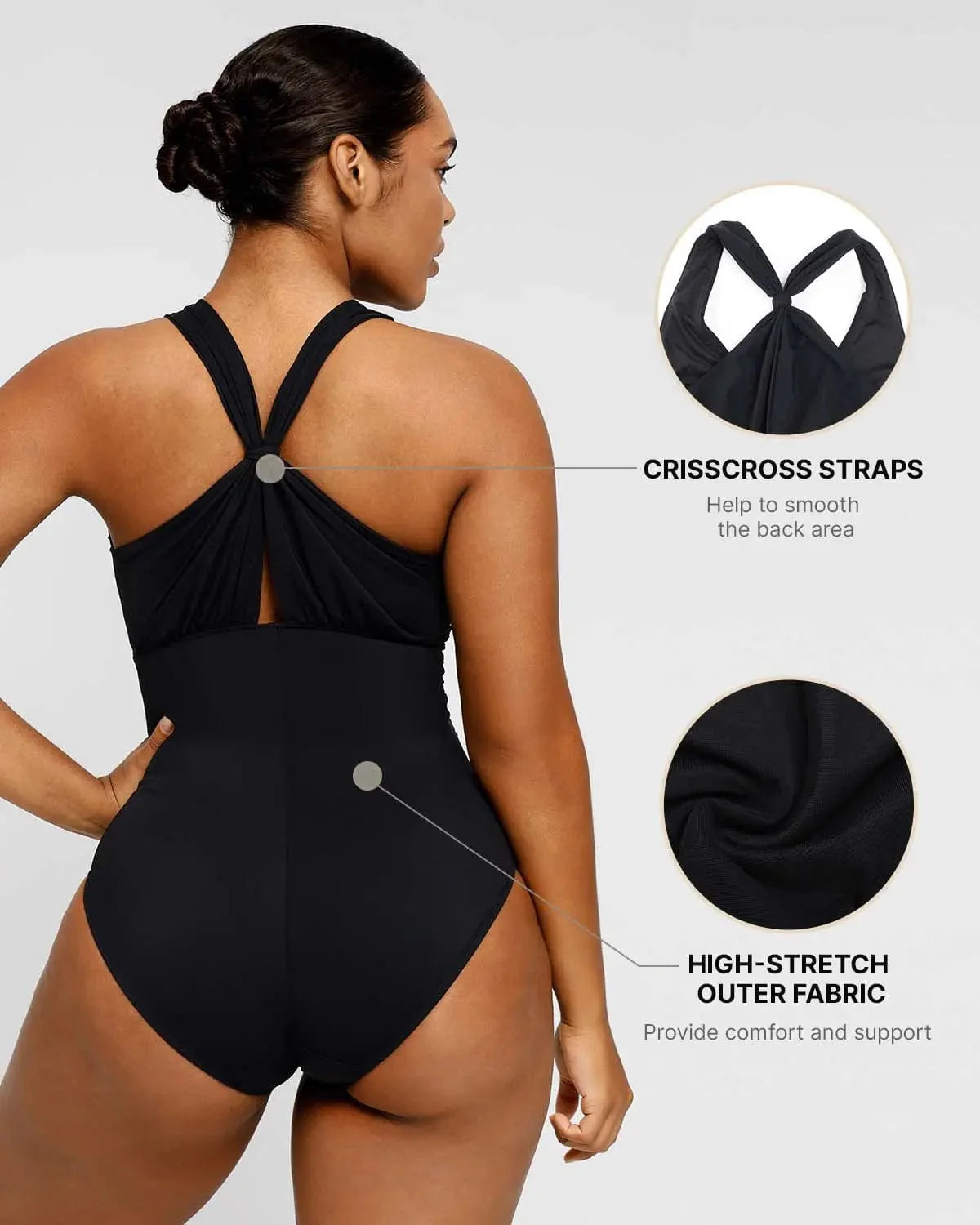 MySkult® Maillot Moulant – Décolleté Twist - Fronces Gainantes