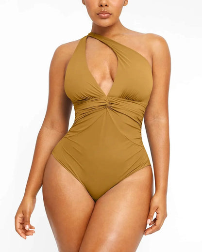MySkult® Maillot Moulant – Décolleté Twist - Fronces Gainantes