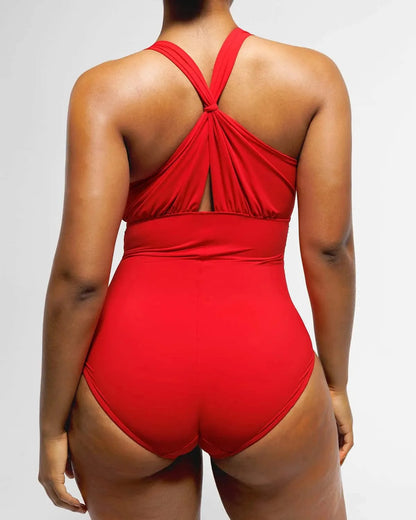 MySkult® Maillot Moulant – Décolleté Twist - Fronces Gainantes