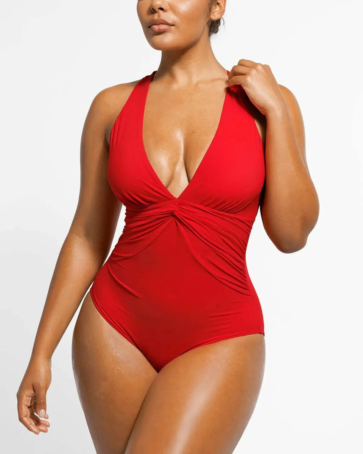 MySkult® Maillot Moulant – Décolleté Twist - Fronces Gainantes